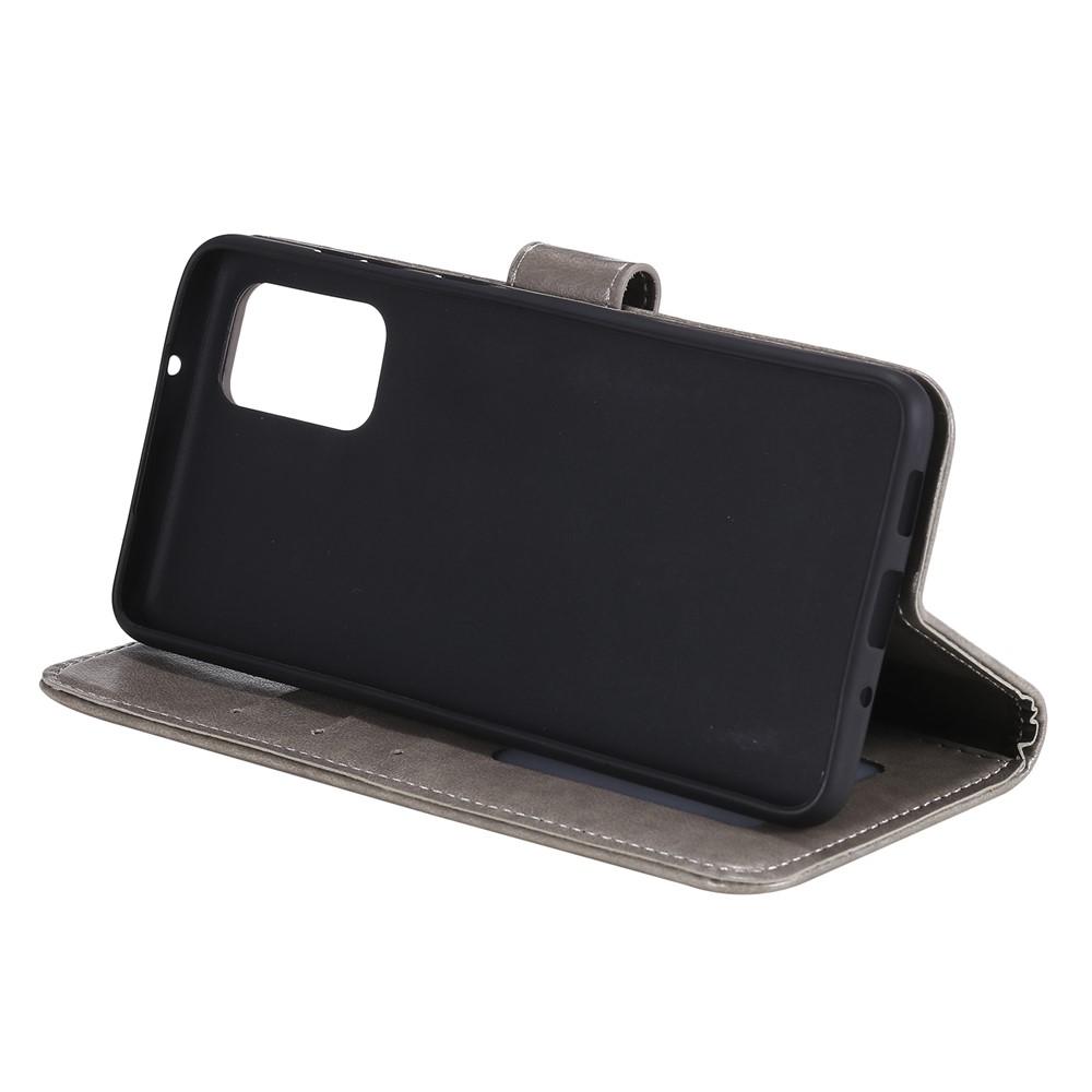 Imprint Flower Leather Wallet Case for Samsung Galaxy S20 - Grey-7