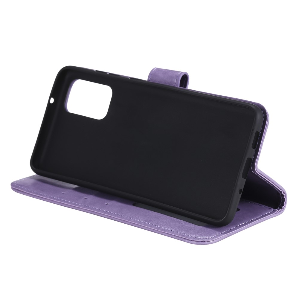 Étui de Portefeuille en Cuir à Fleurs D'impression Pour Samsung Galaxy S20 4g / S20 5G - Violet