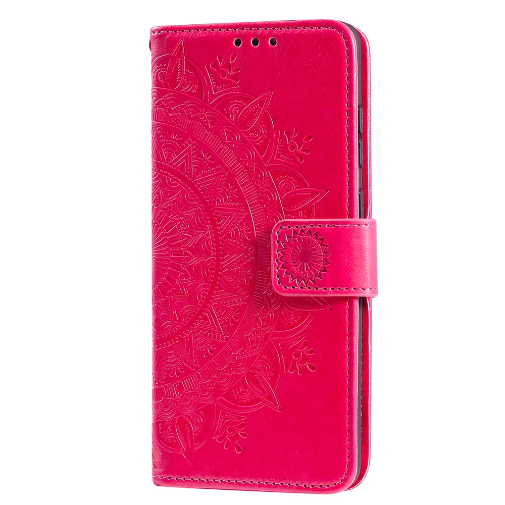 Imprint Flower Leather Wallet Case for Samsung Galaxy S20 - Rose-4