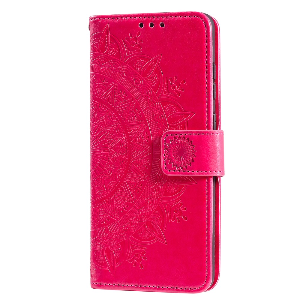 Imprint Flower Leather Wallet Case for Samsung Galaxy S20 4G/S20 5G - Rose-4