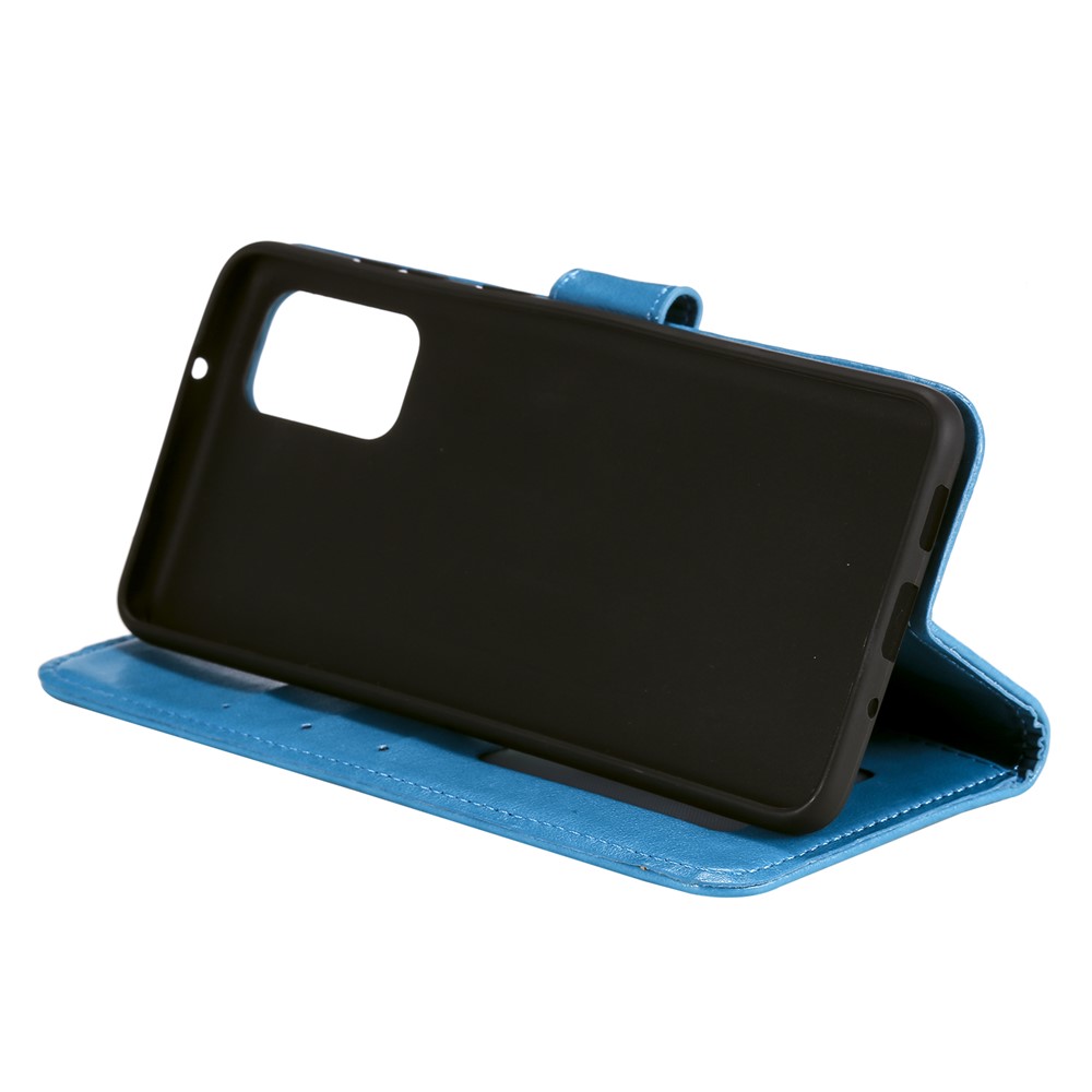 Imprint Flower Leather Wallet Case for Samsung Galaxy S20 - Blue-7