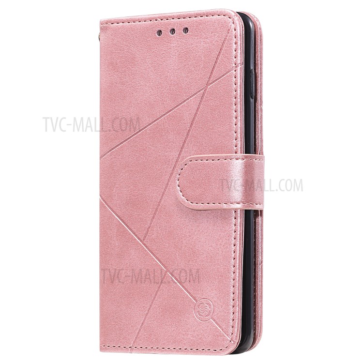 Geometric Style Flip Leather Wallet Case with Lanyard for Samsung Galaxy S20 - Rose Gold-4