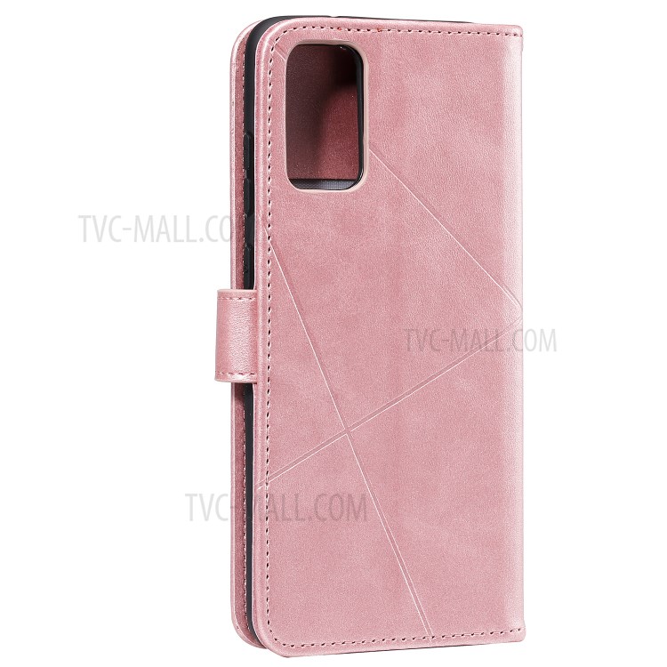 Geometric Style Flip Leather Wallet Case with Lanyard for Samsung Galaxy S20 - Rose Gold-5