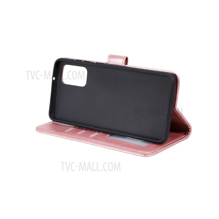 Geometric Style Flip Leather Wallet Case with Lanyard for Samsung Galaxy S20 - Rose Gold-8