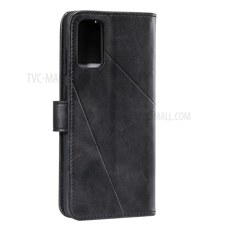 Geometric Style Flip Leather Wallet Case with Lanyard for Samsung Galaxy S20 - Black-5
