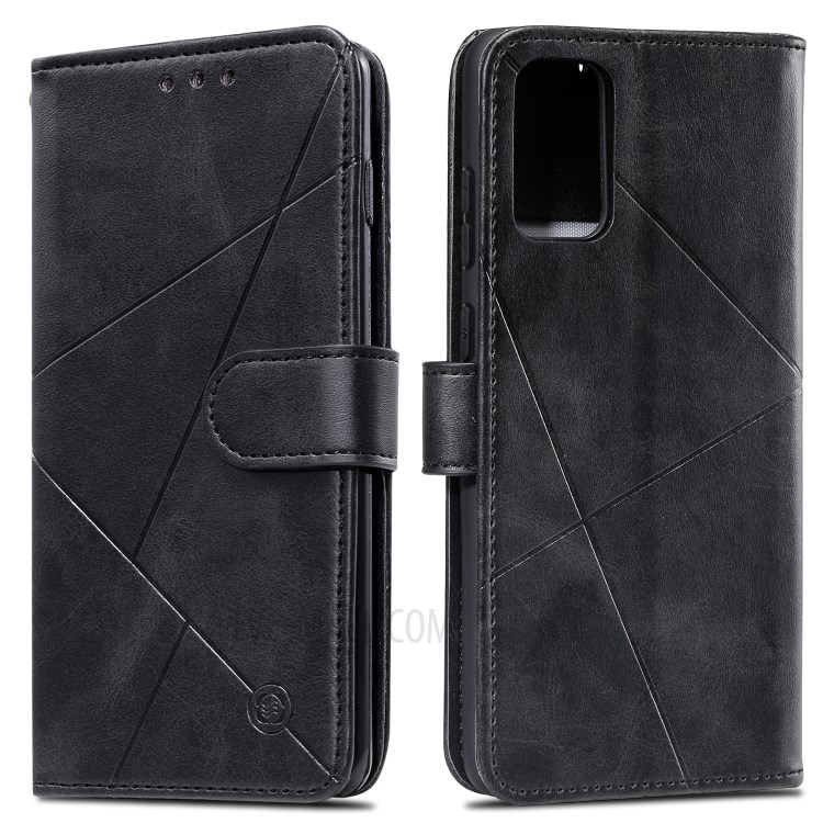 Geometric Style Flip Leather Wallet Case with Lanyard for Samsung Galaxy S20 - Black-9