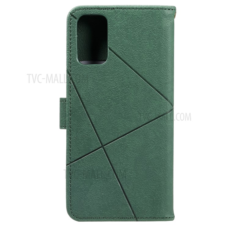 Geometric Pattern Wallet Leather Phone Case for Samsung Galaxy S20 Plus - Green-3