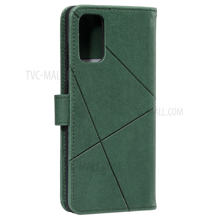 Geometric Pattern Wallet Leather Phone Case for Samsung Galaxy S20 Plus - Green-5