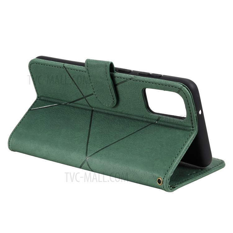 Geometric Pattern Wallet Leather Phone Case for Samsung Galaxy S20 Plus - Green-6