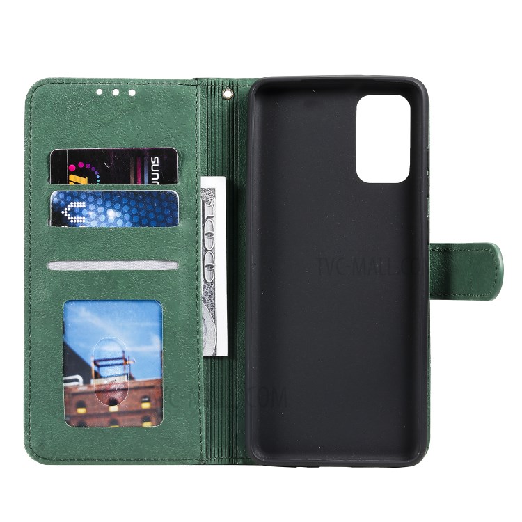Geometric Pattern Wallet Leather Phone Case for Samsung Galaxy S20 Plus - Green-8