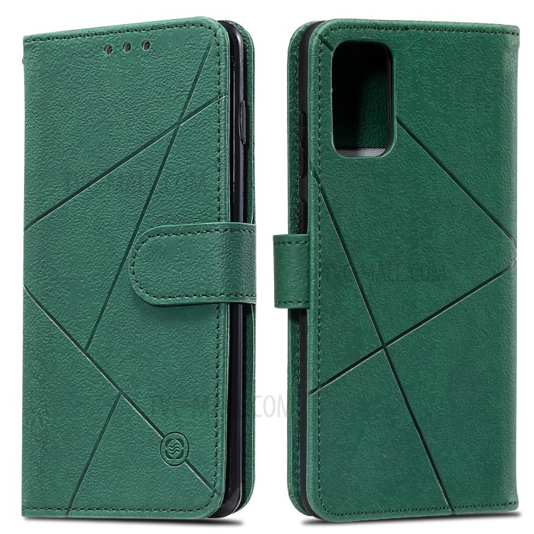 Geometric Pattern Wallet Leather Phone Case for Samsung Galaxy S20 Plus - Green-9
