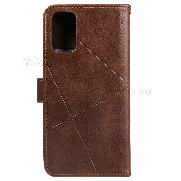 Geometric Pattern Wallet Leather Phone Case for Samsung Galaxy S20 Plus - Brown-3