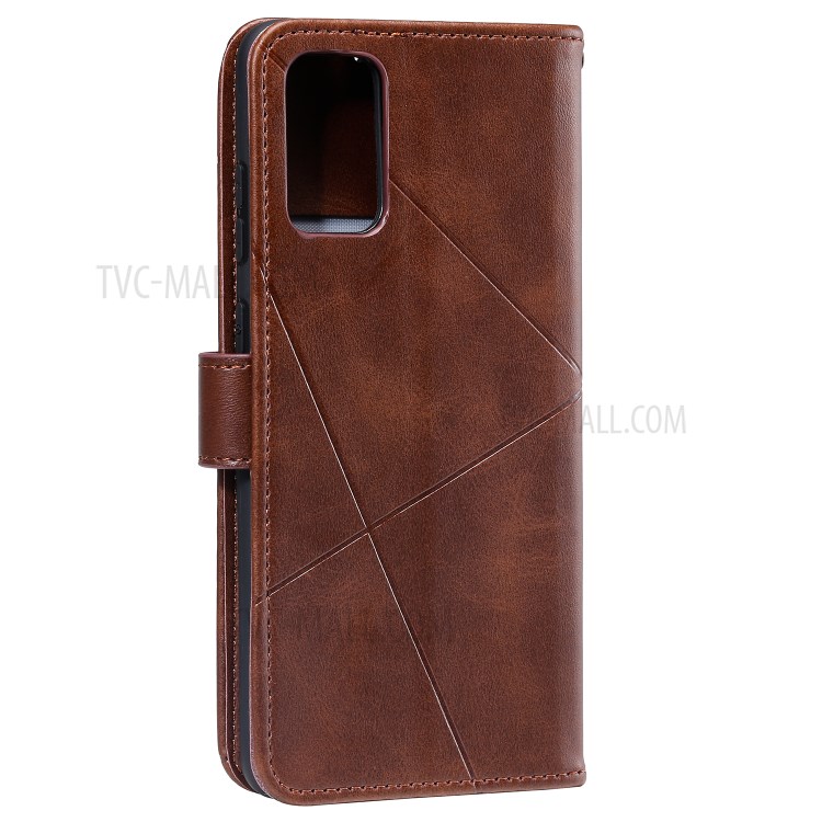 Geometric Pattern Wallet Leather Phone Case for Samsung Galaxy S20 Plus - Brown-5