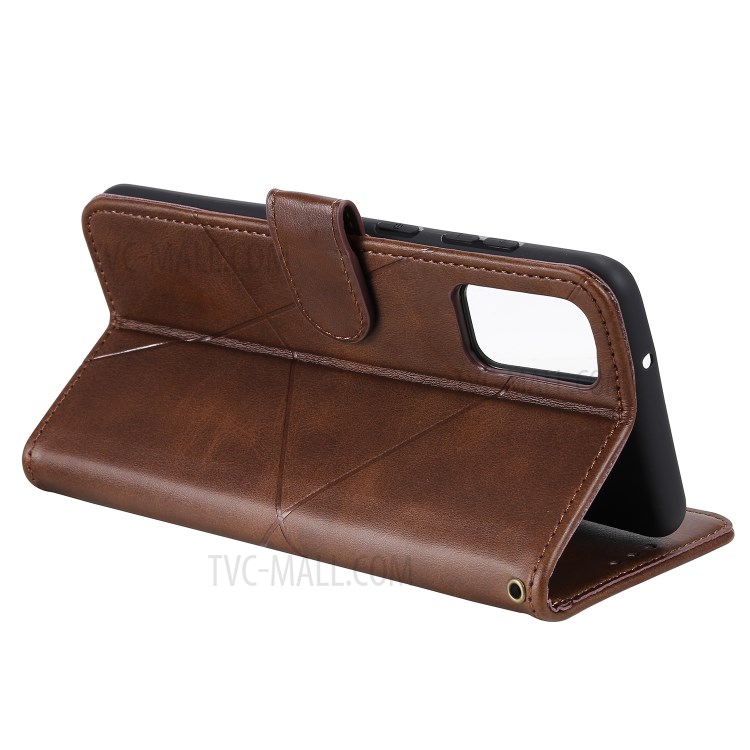 Geometric Pattern Wallet Leather Phone Case for Samsung Galaxy S20 Plus - Brown-7