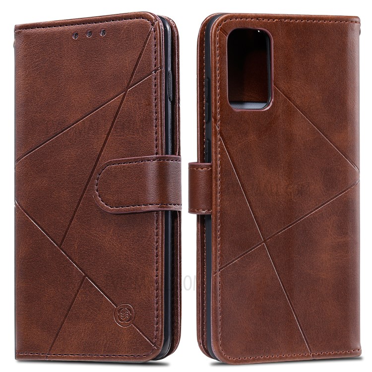 Geometric Pattern Wallet Leather Phone Case for Samsung Galaxy S20 Plus - Brown-9