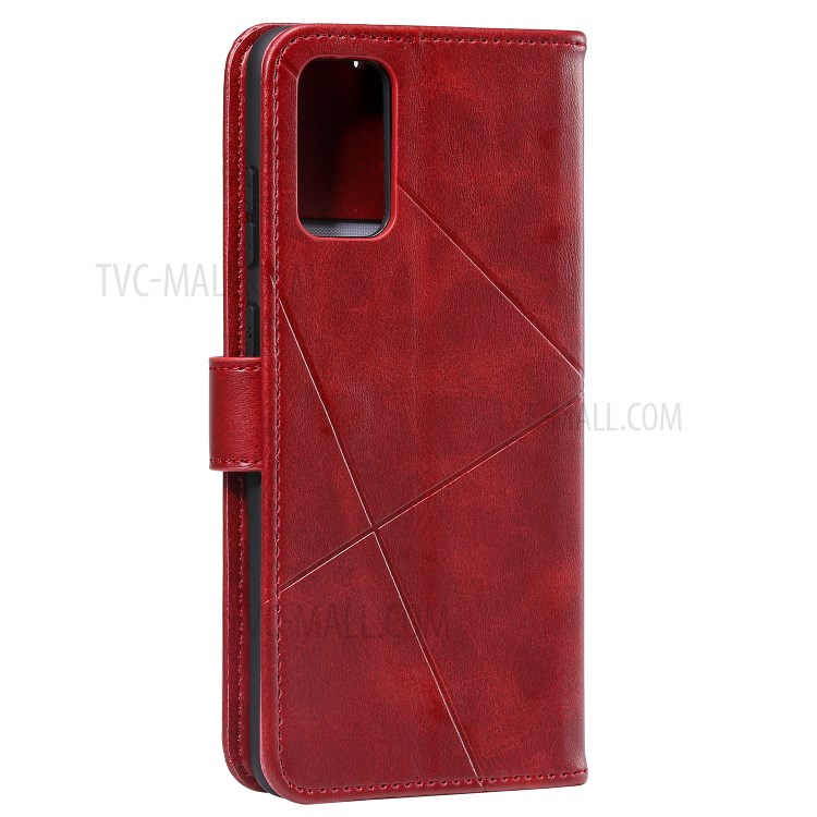 Geometric Pattern Wallet Leather Phone Case for Samsung Galaxy S20 Plus - Red-5