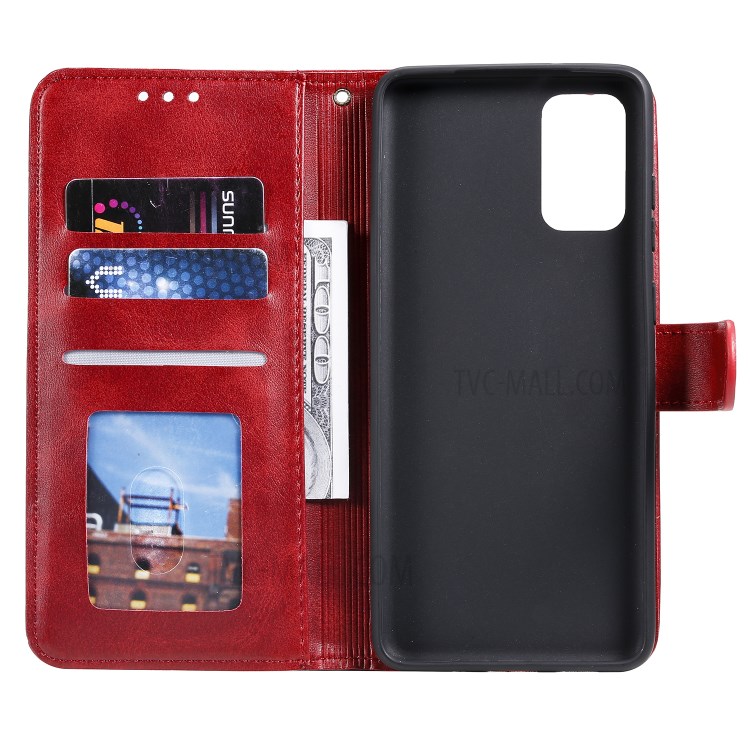 Geometric Pattern Wallet Leather Phone Case for Samsung Galaxy S20 Plus - Red-6