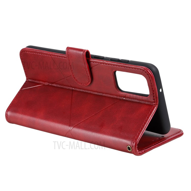 Geometric Pattern Wallet Leather Phone Case for Samsung Galaxy S20 Plus - Red-7