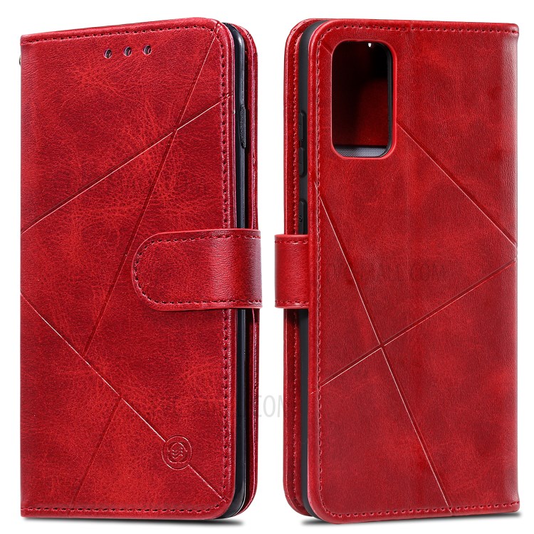 Geometric Pattern Wallet Leather Phone Case for Samsung Galaxy S20 Plus - Red-9
