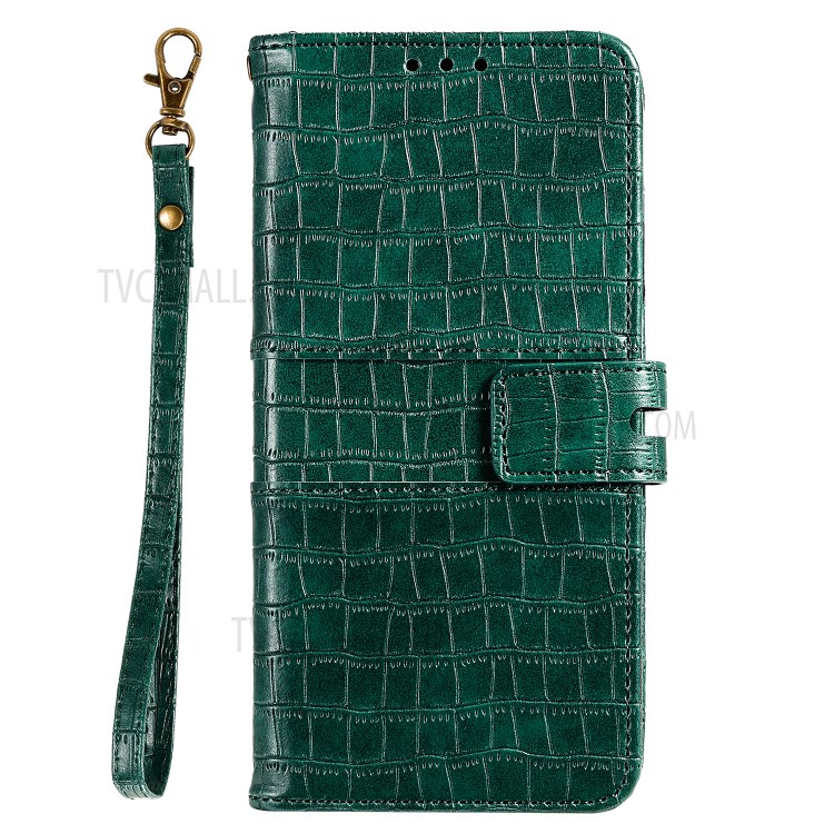 Crocodile Skin Auto-absorbed PU le Cuir Portefeuille Portefeuille Avec Sangle Pour Samsung Galaxy A71 - Vert