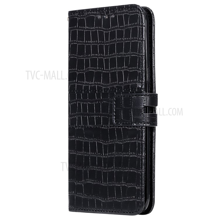 Crocodile Skin Auto-absorzed PU Whaffict Ponetet Case Con Cinturino Per Samsung Galaxy A71 - Nero-4