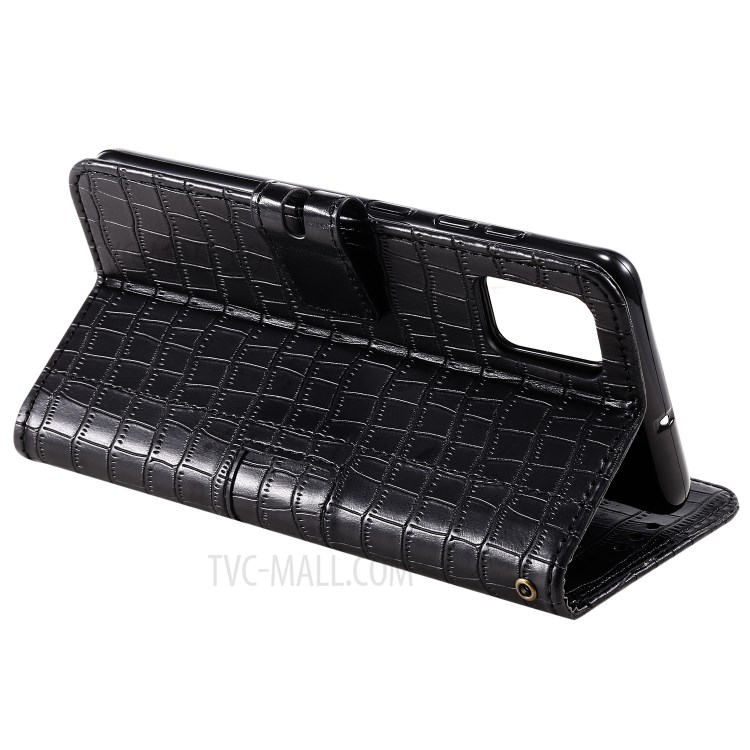 Crocodile Skin Auto-absorzed PU Whaffict Ponetet Case Con Cinturino Per Samsung Galaxy A71 - Nero-6