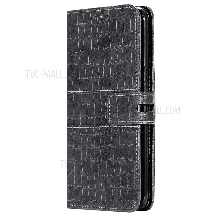 Crocodile Skin Case de Teléfono de Cuero PU de Cuero Absorbido Automáticamente Con Correa Para Samsung Galaxy A71 - Gris