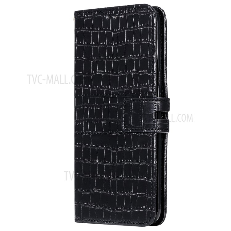 Crocodile Skin PU Leather Phone Cover Wallet with Strap for Samsung Galaxy A10/M10 - Black-3