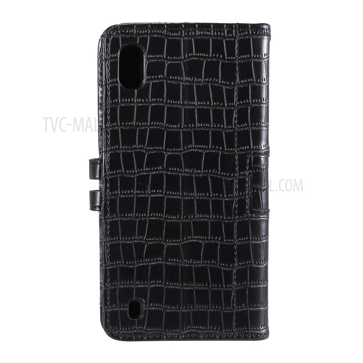 Crocodile Skin PU Leather Phone Cover Wallet with Strap for Samsung Galaxy A10/M10 - Black-4