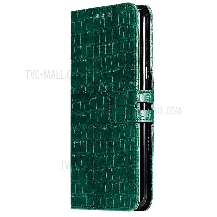 Crocodile Skin PU Leather Phone Cover Wallet with Strap for Samsung Galaxy A10/M10 - Green-3