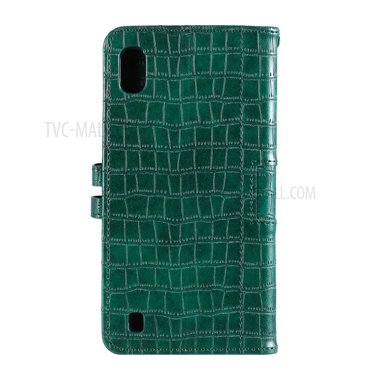 Crocodile Skin PU Leather Phone Cover Wallet with Strap for Samsung Galaxy A10/M10 - Green-4