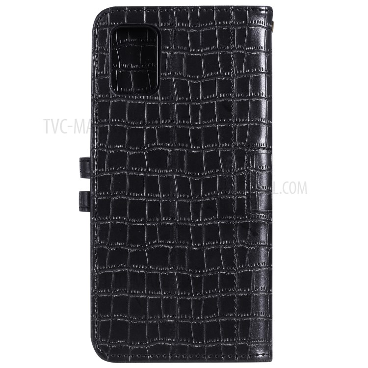 Crocodile Skin Auto-absorbed PU Leather Wallet Case with Strap for Samsung Galaxy A51 - Black-3