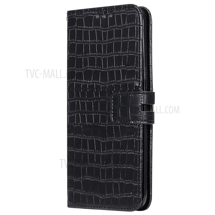 Crocodile Skin PU Leather Wallet Case with Strap for Samsung Galaxy A20e - Black-4