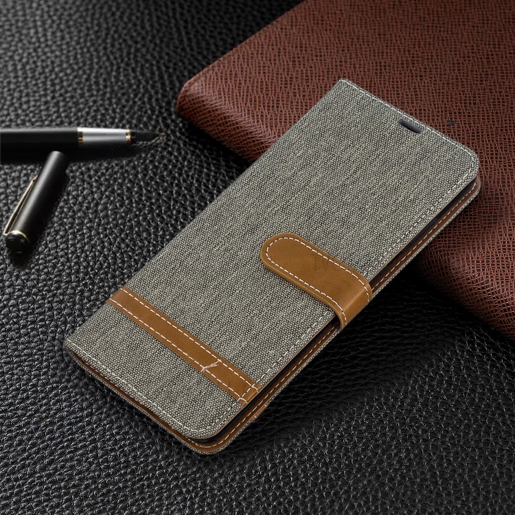 Assorted Color Jeans Cloth Leather Wallet Case for Samsung Galaxy S20 Ultra - Grey-4