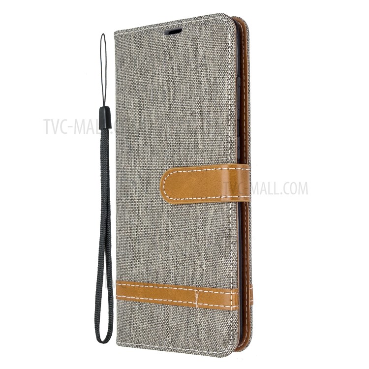 Assorted Color Jeans Cloth Leather Wallet Case for Samsung Galaxy S20 Ultra - Grey-6
