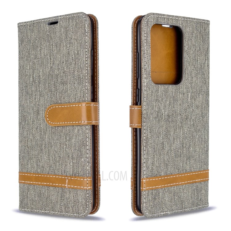 Assorted Color Jeans Cloth Leather Wallet Case for Samsung Galaxy S20 Ultra - Grey-8