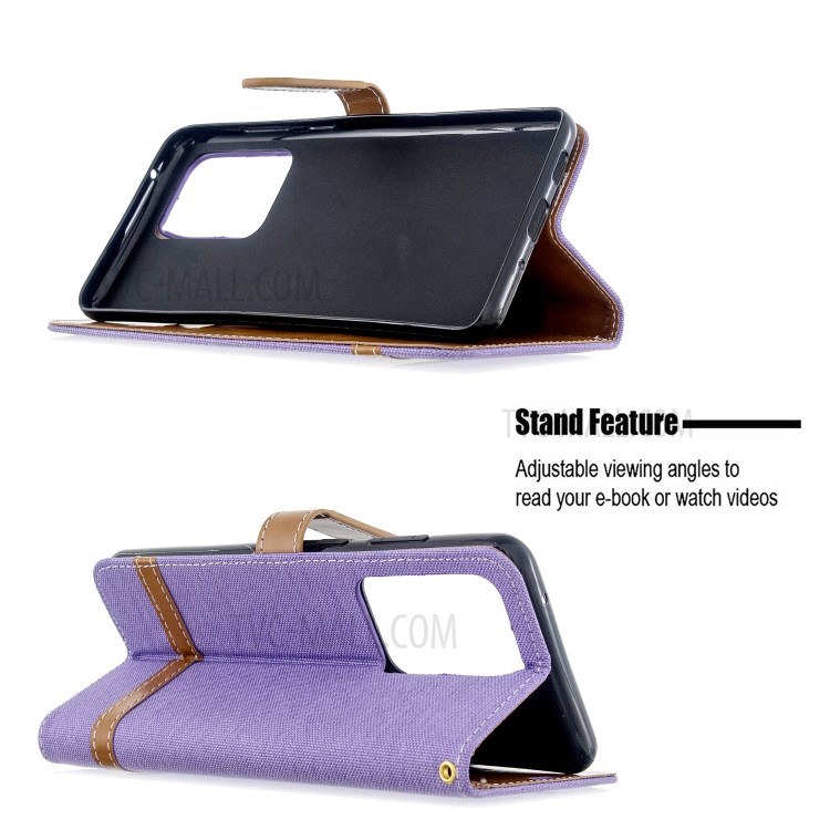 Assorted Color Jeans Cloth Leather Wallet Case for Samsung Galaxy S20 Ultra - Purple-2