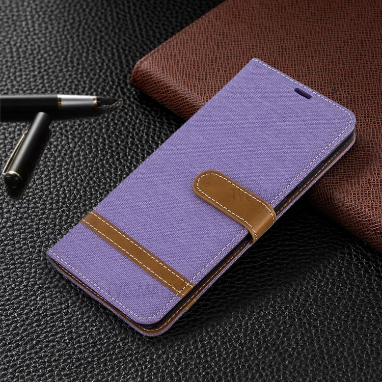 Assorted Color Jeans Cloth Leather Wallet Case for Samsung Galaxy S20 Ultra - Purple-4