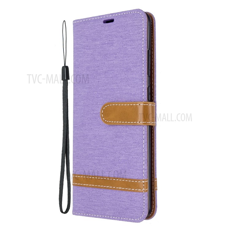 Assorted Color Jeans Cloth Leather Wallet Case for Samsung Galaxy S20 Ultra - Purple-6