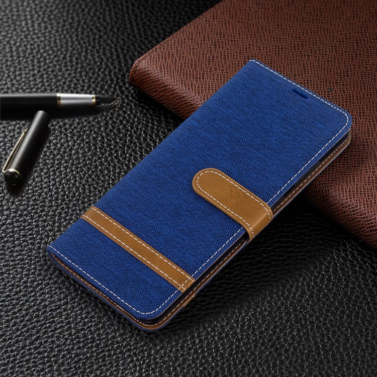 Assorted Color Jeans Cloth Leather Wallet Case for Samsung Galaxy S20 Ultra - Baby Blue-4