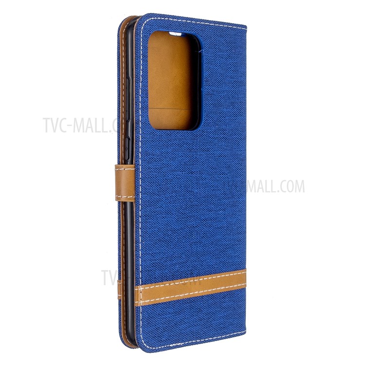 Assorted Color Jeans Cloth Leather Wallet Case for Samsung Galaxy S20 Ultra - Baby Blue-7