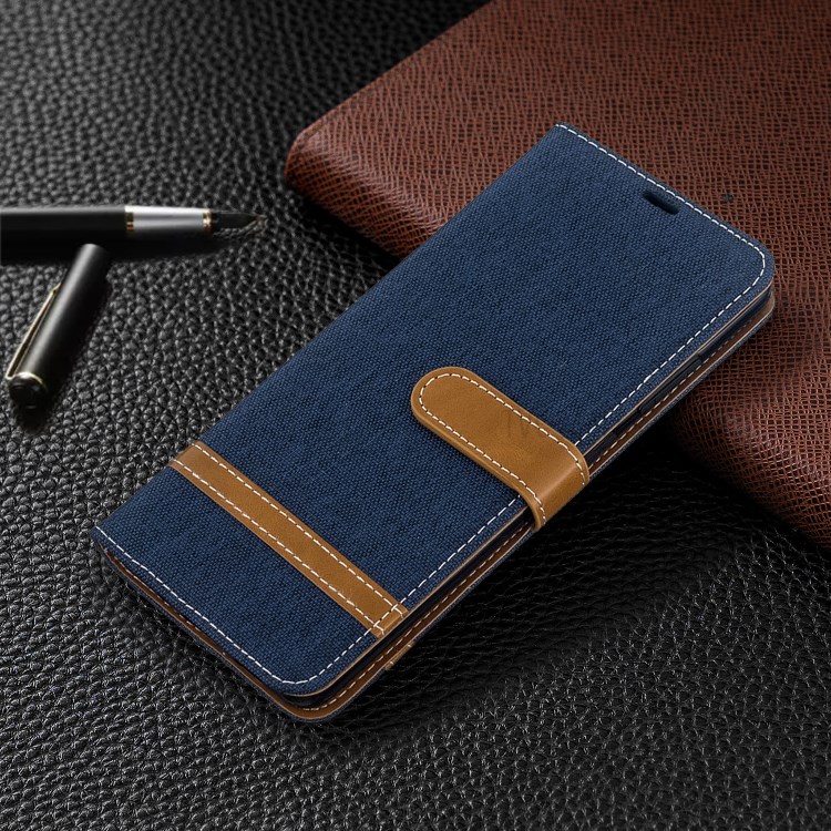 Assorted Color Jeans Cloth Leather Wallet Case for Samsung Galaxy S20 Ultra - Dark Blue-4