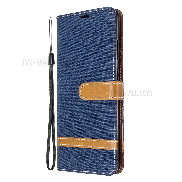 Assorted Color Jeans Cloth Leather Wallet Case for Samsung Galaxy S20 Ultra - Dark Blue-6
