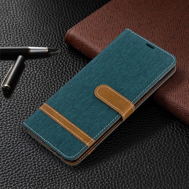 Assorted Color Jeans Cloth Leather Wallet Case for Samsung Galaxy S20 Ultra - Green-4