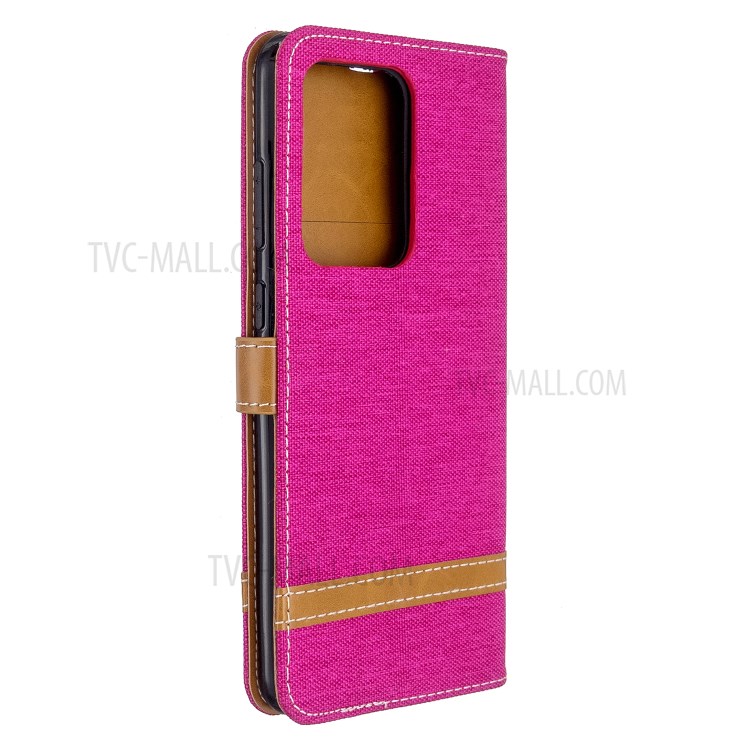 Assorted Color Jeans Cloth Leather Wallet Case for Samsung Galaxy S20 Ultra - Rose-7