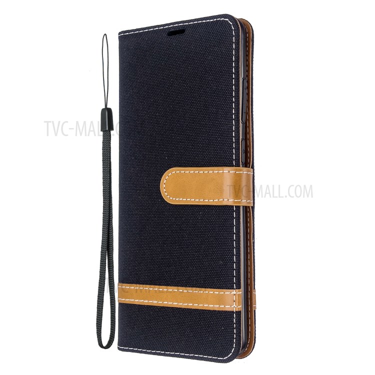 Assorted Color Jeans Cloth Leather Wallet Case for Samsung Galaxy S20 Ultra - Black-6
