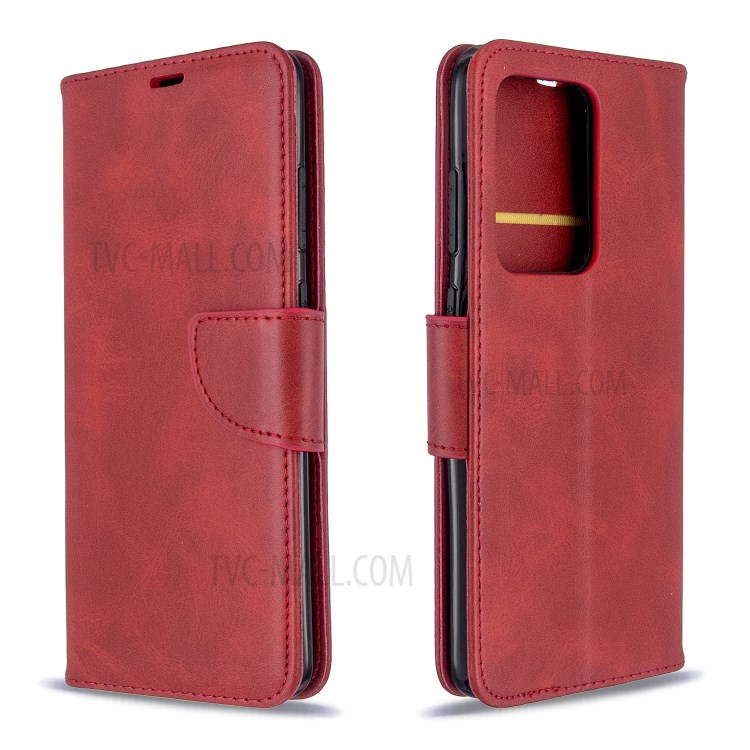 PU Leather Wallet Stand Case Cover for Samsung Galaxy S20 Ultra - Red-7
