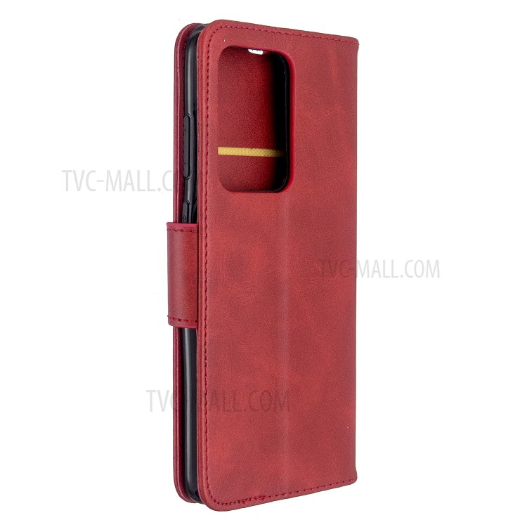 PU Leather Wallet Stand Case Cover for Samsung Galaxy S20 Ultra - Red-9