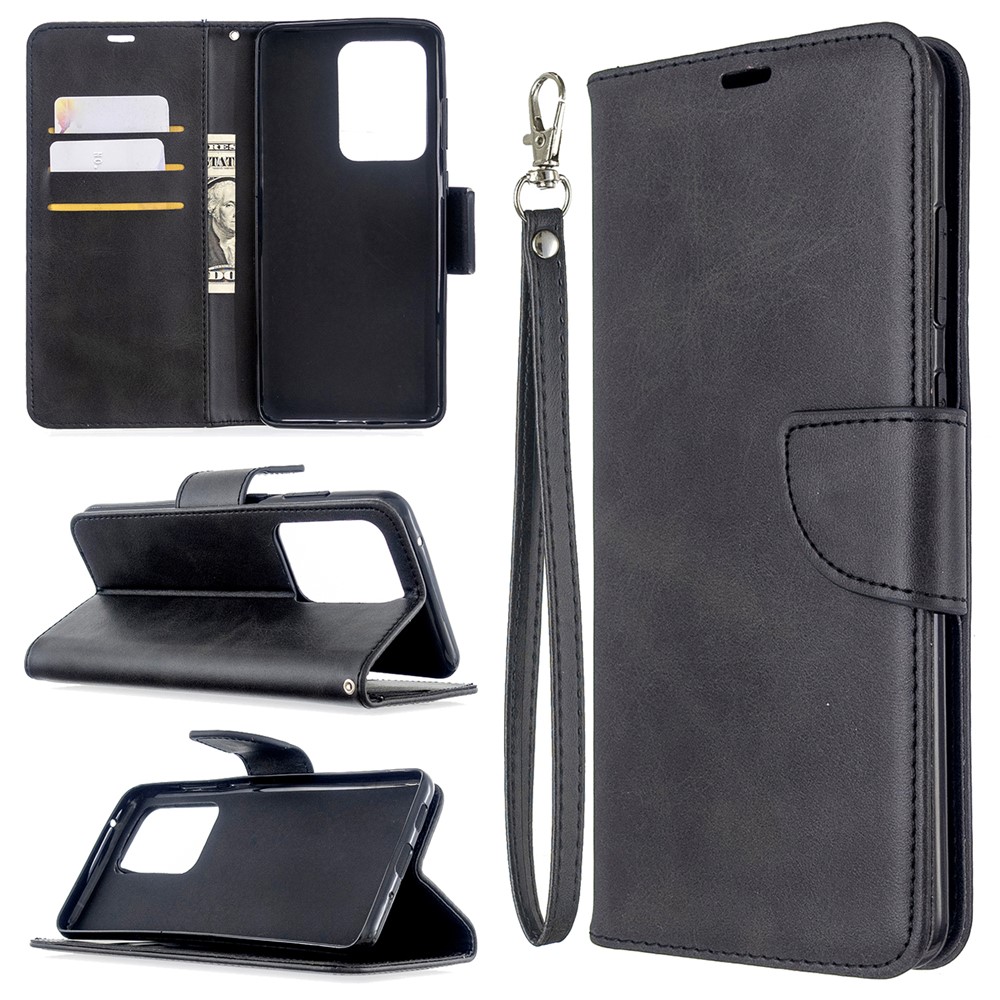 PU Leather Wallet Stand Case Cover for Samsung Galaxy S20 Ultra - Black-1