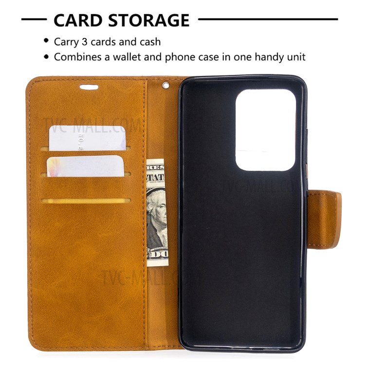 PU Leather Wallet Stand Case Cover for Samsung Galaxy S20 Ultra - Brown-3